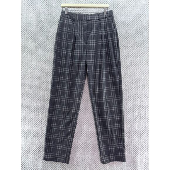Old Navy Pants Womens M Tall Gray Plaid Taylor Straight Trouser Extra High-Rise - Picture 1 of 15